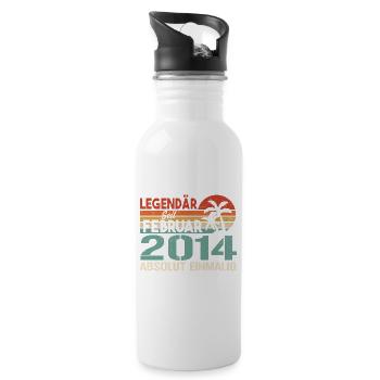 Birthday Gift - Vintage February 2014 - Water bottle with straw - white - Right