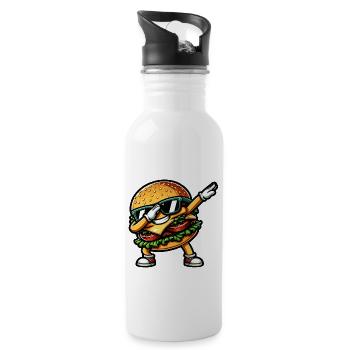 Hamburger & Cheeseburger Dabbing - Water bottle with straw - white - Right