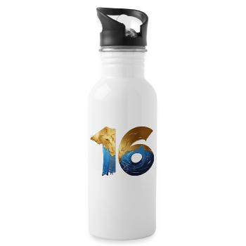 NR. 16 NUMMER 16 COOL 16. GEBURTSTAG - Trinkflasche mit integriertem Trinkhalm - Weiß - Rechts