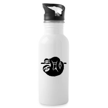 Cheerful sloths animal - Water bottle with straw - white - Right