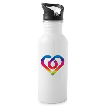Rainbow Heart Homosexuality LGBT Love - Water bottle with straw - white - Right