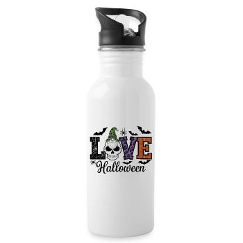 Halloween Love Lettering Gnome - Water bottle with straw - white - Right