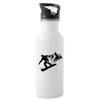 Snowboard Snowboarder Snowboarding Winter sports - Water bottle with straw - white - Right