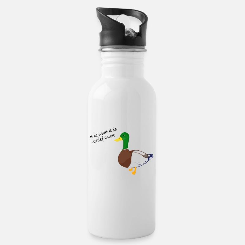 It is what it is Duck - Trinkflasche mit integriertem Trinkhalm - Weiß