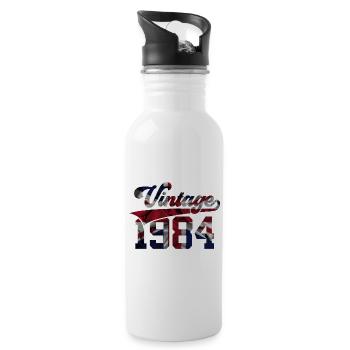 VINTAGE 1984 UK 42ND BIRTHDAY - Water bottle with straw - white - Right