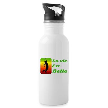 La vie est belle! - Gourde avec paille intégrée - blanc - Droite