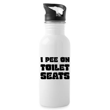 I pee on toilet Seats - Trinkflasche mit integriertem Trinkhalm - Weiß - Rechts