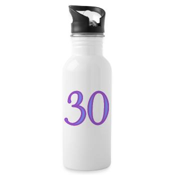 30. 30 YEARS. 30th ANNIVERSARY. 30TH ANNIVERSARY. - Water bottle with straw - white - Right