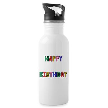 HAPPY BIRTHDAY. HAPPY BIRTHDAY. ANNIVERSARY. - Water bottle with straw - white - Right