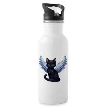 Ange chat noir avec des ailes Style gothique - Gourde avec paille intégrée - blanc - Droite