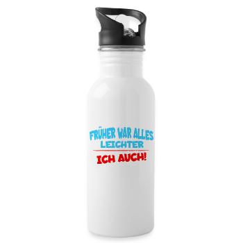Everything used to be easier, I too funny saying - Water bottle with straw - white - Right