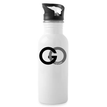 GO VEGAN SIGN - Trinkflasche mit integriertem Trinkhalm - Weiß - Rechts