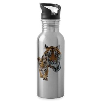 Bengal tiger - Water bottle with straw - silver - Right