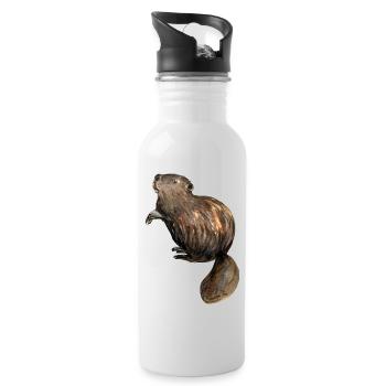 Bieber - Trinkflasche mit integriertem Trinkhalm - Weiß - Rechts