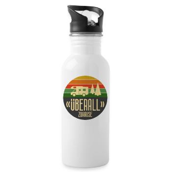 Überall Zuhause - das Statement für Camper - Trinkflasche mit integriertem Trinkhalm - Weiß - Rechts