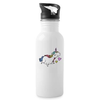Thick Sweet Unicorn - Water bottle with straw - white - Right