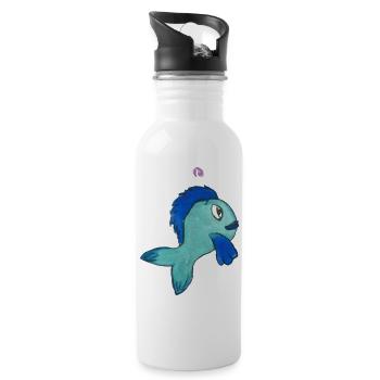 Fisch Forelle - Trinkflasche mit integriertem Trinkhalm - Weiß - Rechts