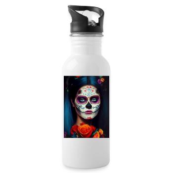 Dia de los muertos, Day of death, Tag der Toten - Trinkflasche mit integriertem Trinkhalm - Weiß - Rechts