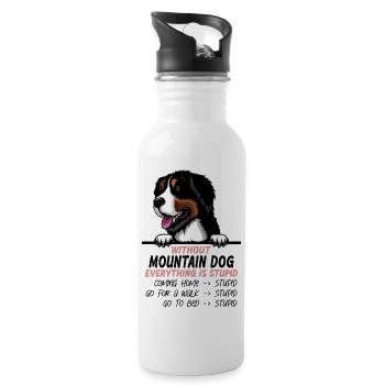 Ohne Mouintain Hund ist alles doof - Trinkflasche mit integriertem Trinkhalm - Weiß - Rechts