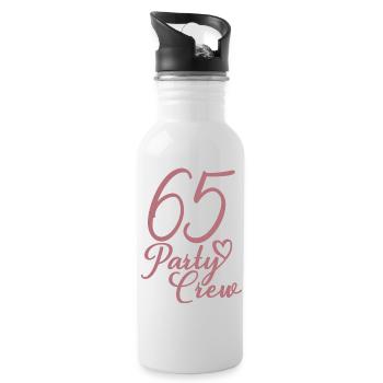 65 Party Crew 65th Birthday Party 65 Years Old - Water bottle with straw - white - Right