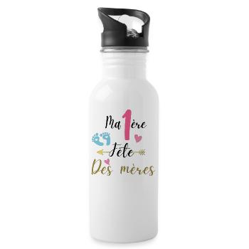 Ma première fête des mères - Gourde avec paille intégrée - blanc - Droite