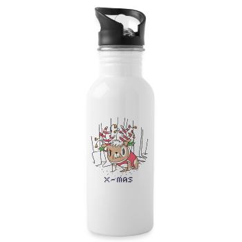 Merry christmas happy holidays christmas gift - Trinkflasche mit integriertem Trinkhalm - Weiß - Rechts