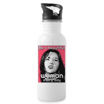 Be a beautiful woman ever day - Mother Day - Trinkflasche mit integriertem Trinkhalm - Weiß - Rechts