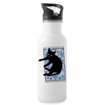Cat on the carpet - Water bottle with straw - white - Right