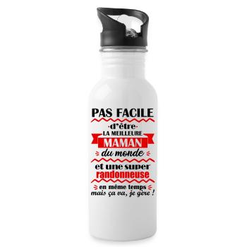 Pas facile maman randonneuse,idée cadeau randonnée - Gourde avec paille intégrée - blanc - Droite