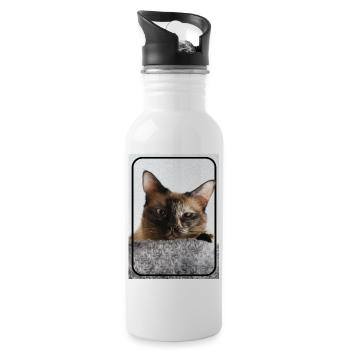 Siamkatze ganz süss und frech. - Trinkflasche mit integriertem Trinkhalm - Weiß - Rechts