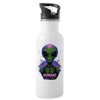 Außerirdischer 👽 - Trinkflasche mit integriertem Trinkhalm - Weiß - Rechts