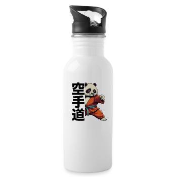 Karate Panda Sommerspass - Trinkflasche mit integriertem Trinkhalm - Weiß - Rechts