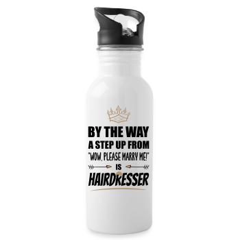Friseur / Friseurin ist der/die attraktivste! - Trinkflasche mit integriertem Trinkhalm - Weiß - Rechts