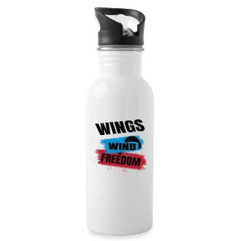Wings Wind Freedom – Paragliding Design - Water bottle with straw - white - Right