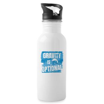 Gravity is optional - Flieger Spruch - Trinkflasche mit integriertem Trinkhalm - Weiß - Rechts