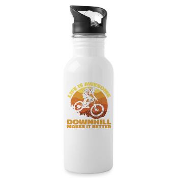 La vie est géniale, la descente la rend meilleure - Vélo - Gourde avec paille intégrée - blanc - Droite