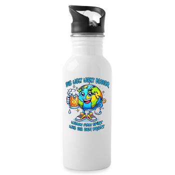 The World Seems Better Funny Beer Comic Motif - Water bottle with straw - white - Right