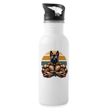 Loyal bis zum Schluss muskulöser Malinois - Trinkflasche mit integriertem Trinkhalm - Weiß - Rechts