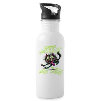 Cat Better crazy than one of you - Water bottle with straw - white - Right