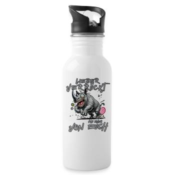 Crazy Rhino Better crazy than one of e - Water bottle with straw - white - Right