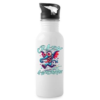 Crazy but Awesome Elefant Comic Stil - Trinkflasche mit integriertem Trinkhalm - Weiß - Rechts