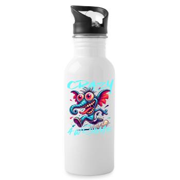 Crazy but Awesome Elefant Comic Stil - Trinkflasche mit integriertem Trinkhalm - Weiß - Rechts