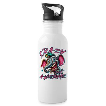 Crazy but Awesome Elephant Comic Style - Water bottle with straw - white - Right