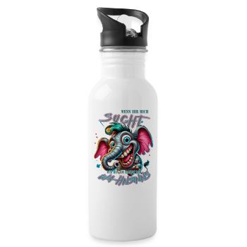 Wenn ihr mich sucht ich bin am Rande des Wahnsinns - Trinkflasche mit integriertem Trinkhalm - Weiß - Rechts