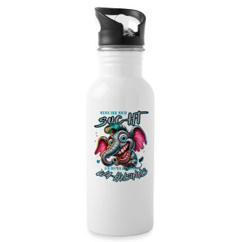 Wenn ihr mich sucht, ich bin am Rande des Wahnsinn - Trinkflasche mit integriertem Trinkhalm - Weiß - Rechts