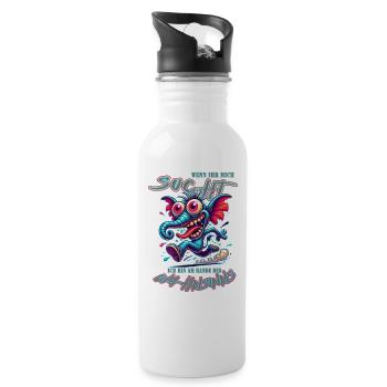Wenn ihr mich sucht, ich bin am Rande des Wahnsinn - Trinkflasche mit integriertem Trinkhalm - Weiß - Rechts
