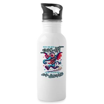 Wenn ihr mich sucht, ich bin am Rande des Wahnsinn - Trinkflasche mit integriertem Trinkhalm - Weiß - Rechts