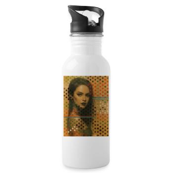 Italie femme pop art point omikly portrait graff - Gourde avec paille intégrée - blanc - Droite