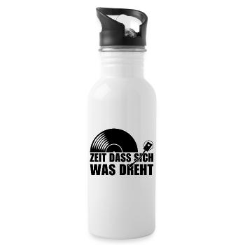 Dreht DJ Spruch Geschenk Techno Rave - Trinkflasche mit integriertem Trinkhalm - Weiß - Rechts