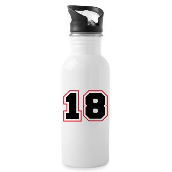 18 Zahl symbol - Trinkflasche mit integriertem Trinkhalm - Weiß - Rechts
